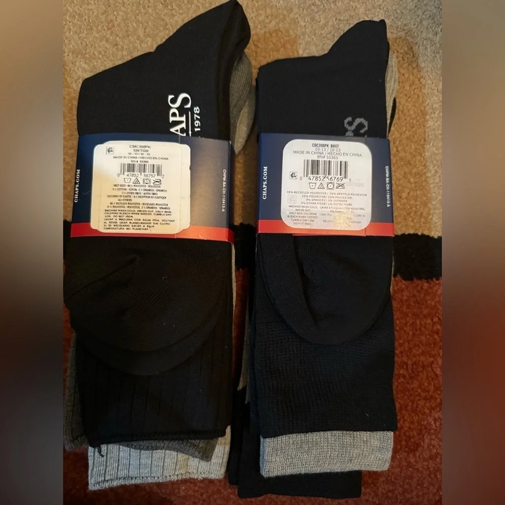 Chaps Classic Dress Argyle Crew Socks &   Ribbed Crew Socks 3 Pack Each